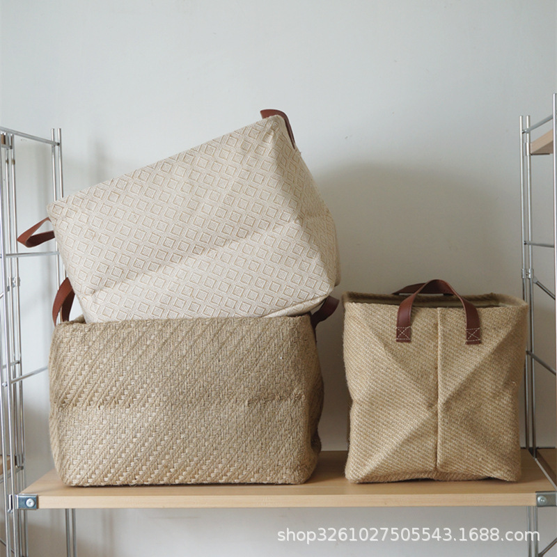 American Style Simple Wardrobe Storage Basket Jute Fabric Storage Foldable Storage Box Storage Box Sundries Book Storage