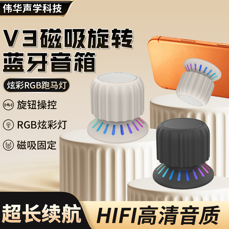 Outdoor Magnetic Bluetooth Speaker with High Sound Quality, Mini Portable Wireless V3 Magnetic Rotating Bluetooth Speaker for Home Bathroom Use Outdoor Magnetic Bluetooth Speaker with High Sound Quality, Mini Portable Wireless V3 Magnetic Rotating Bluetooth Speaker for Home Bathroom Use