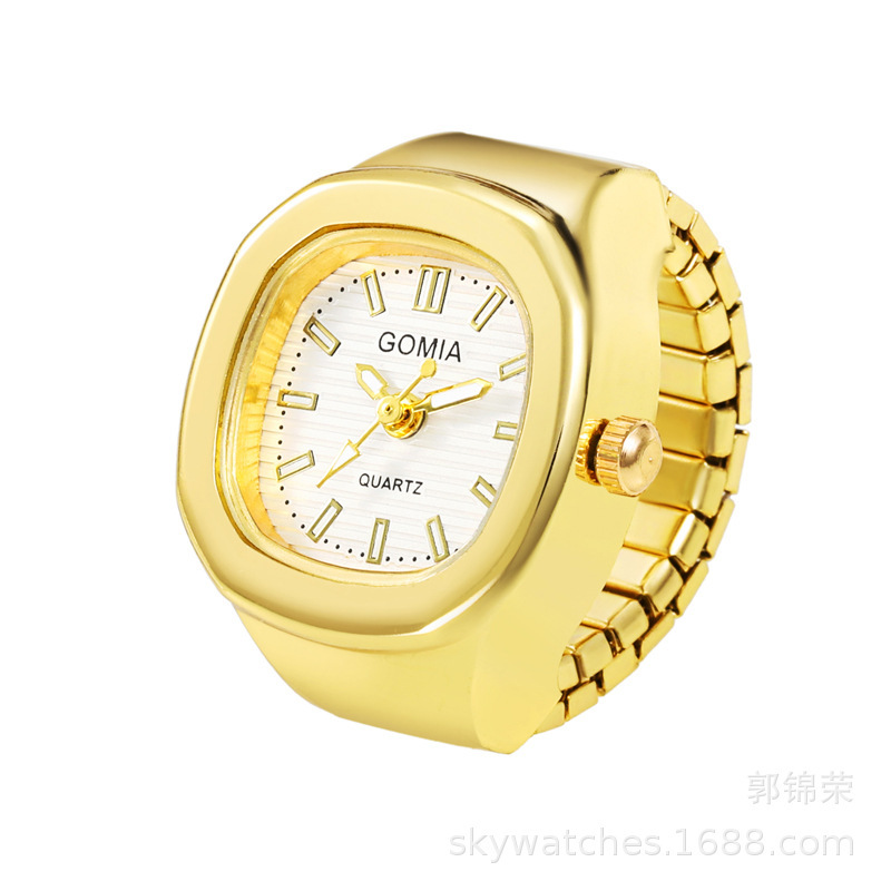 Ring Watch Cross-Border Foreign Trade Website Hot-Selling Square Fashion Ring Watch Jewelry with Time Display and Extended Strap
