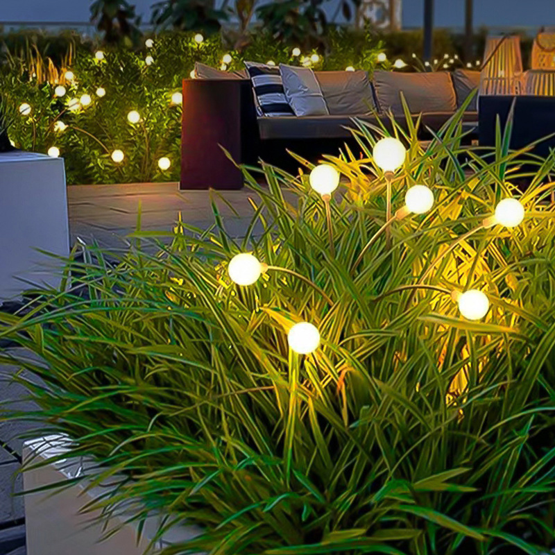 Césped al aire libre impermeable enchufe de Tierra solar Firefly Cadena de luz pequeña luz Internet celebridad LED Firefly Luz de cadena de luz de color