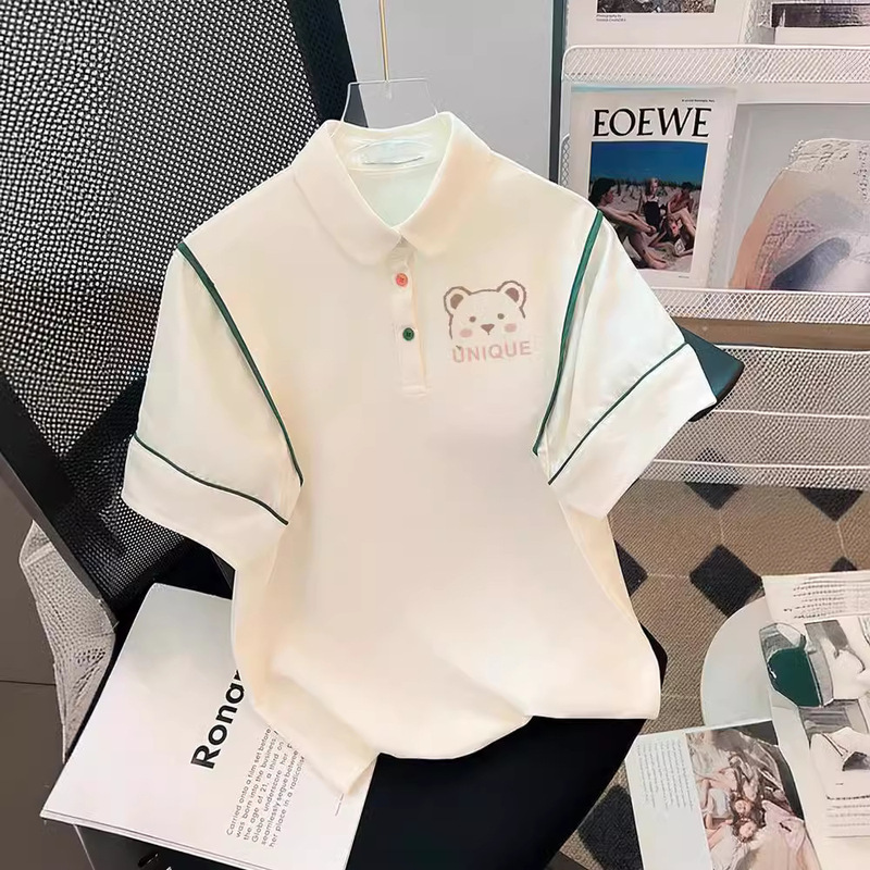 Saltable Sweet Design Niche Short-sleeved T-shirt Women's Summer Wear Junior High School Senior high school Students Lapel POLO Shirt Top