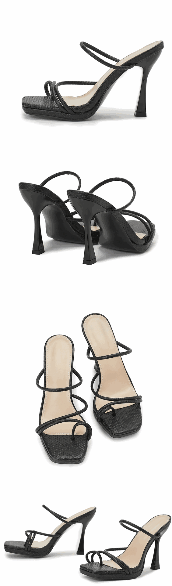 square head one-word belt clip toe high-heel slipper NSZLX118727