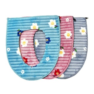 Factory In-Stock Creative and Stylish Velvet Warm Toilet Seat Cover with Zipper 51108, Colors Random, Clean and Warm
