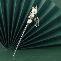 新中式國潮古風梅花髮簪女鍍925銀復古流蘇步搖漢服頭飾盤髮簪子