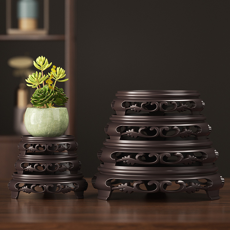 Flower Pot Thickened Base Stone Bonsai Ornaments Tray Classical Creative Shelf Buddha Statue Crafts Decorations Bracket