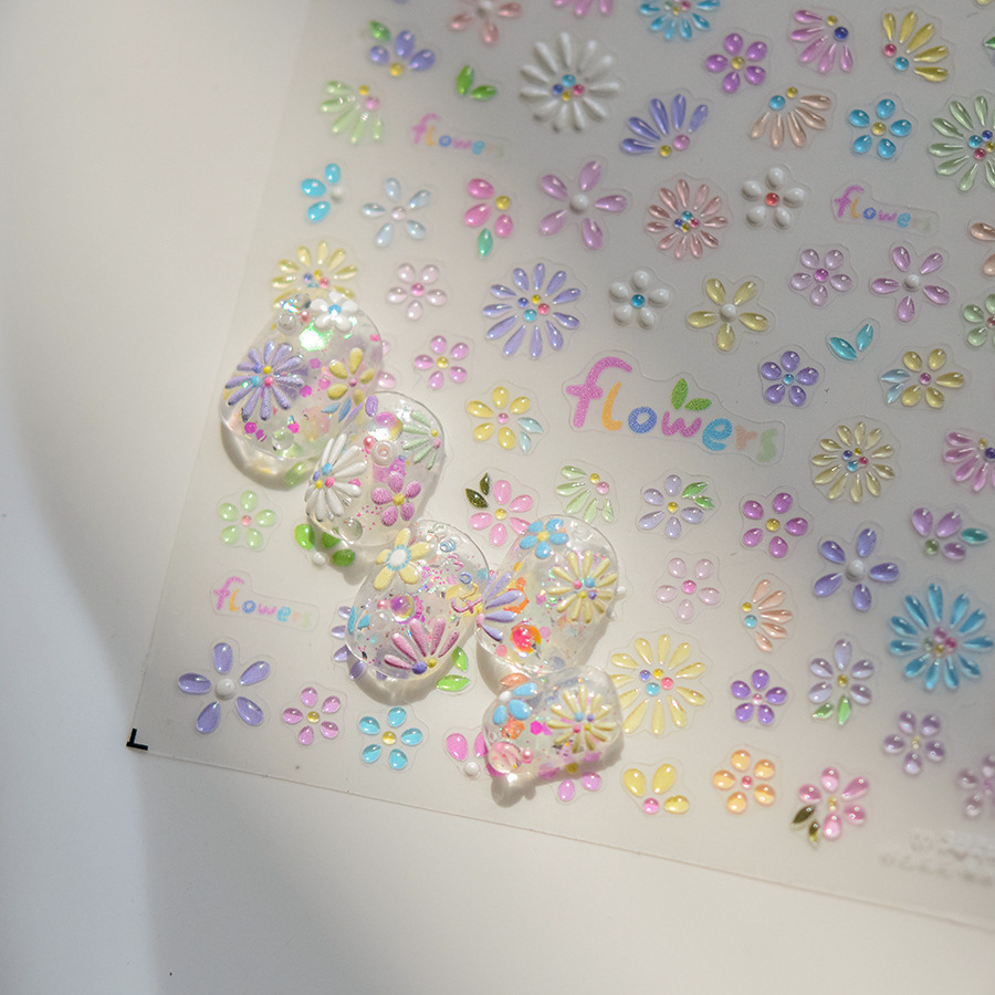 9g Weight Nail Patches Nail Supplies 1 Piece Quantity Plastic Material Cartoon Pattern Simple Style Style Tomoni Jelly Nail Stickers Popular Cute Nail Sticker Factory Wholesale Japanese Color Flower 3828 无