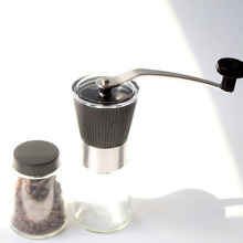 不锈钢手摇咖啡机套装家用咖啡豆研磨机新款玻璃磨豆机logo可选