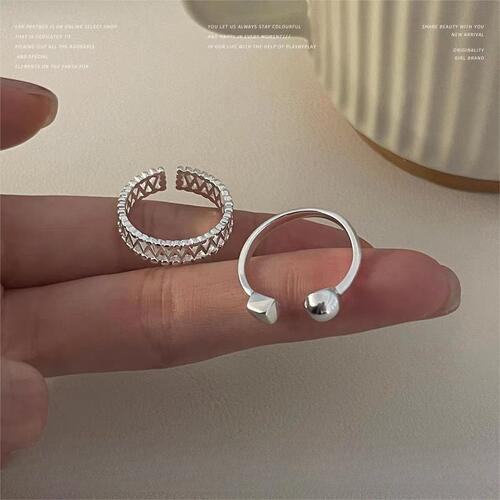 Ring ins cool style non-fading high-end niche jewelry woven mesh design personalized simple open ring