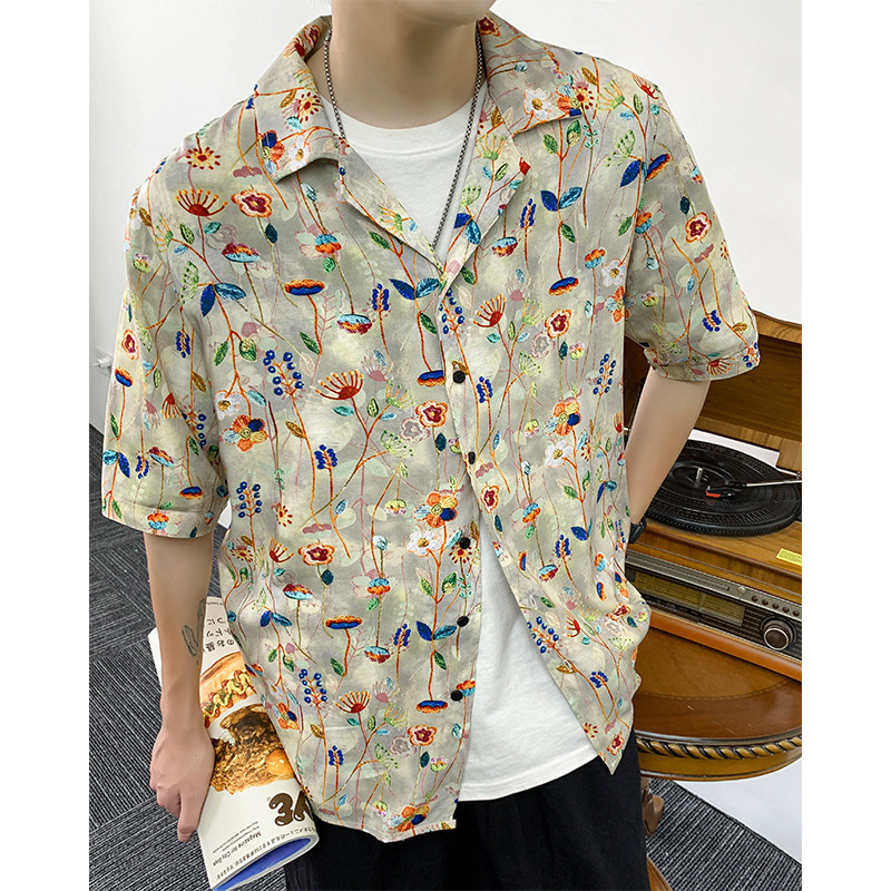 Hong Kong-style Loosen Version Increase plus size Wear to Jin Suit Collar Shirt Short Sleeve Shirt 2281142
