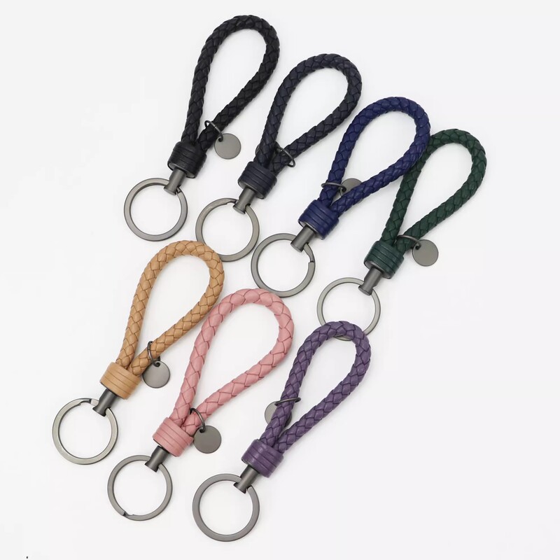 Personalized creative BV sheepskin woven key chain jewelry simple fashion home bag leather pendant in stock wholesale