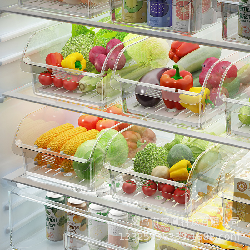 Caja de almacenamiento de refrigerador plástico de grado alimenticio, caja de frutas y huevos, cajón de cocina, artefacto de almacenamiento especial