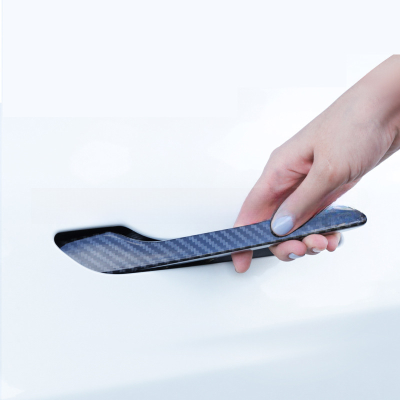 테슬라 MODEL3 | Y 도어 핸들 페이스트 탄소 섬유 패턴 외부 도어 핸들 안티 스크래치 보호 장식 페이스트 수정을 위해 적당한