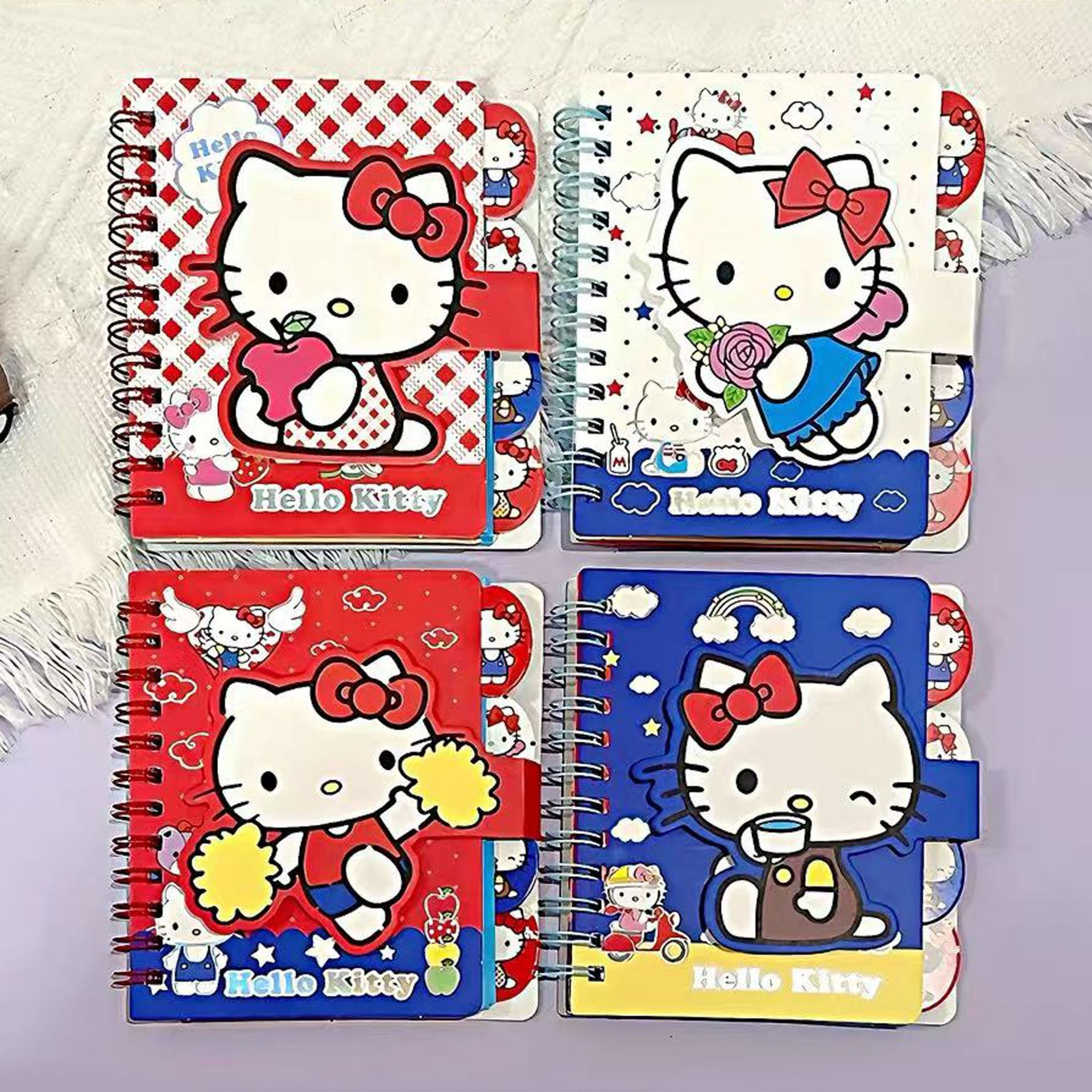 Cuaderno Espiral Clasificador A7 con Páginas Coloridas a Rayas