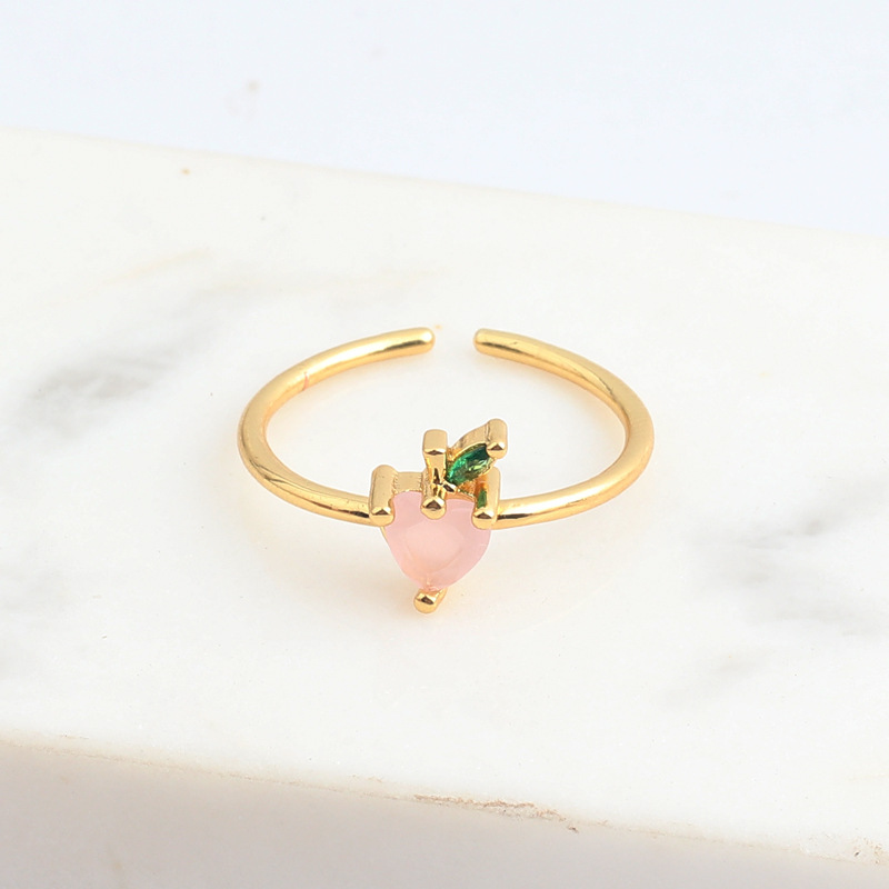 Cute Animal Fruit Copper Open Ring Inlay Zircon Copper Rings
