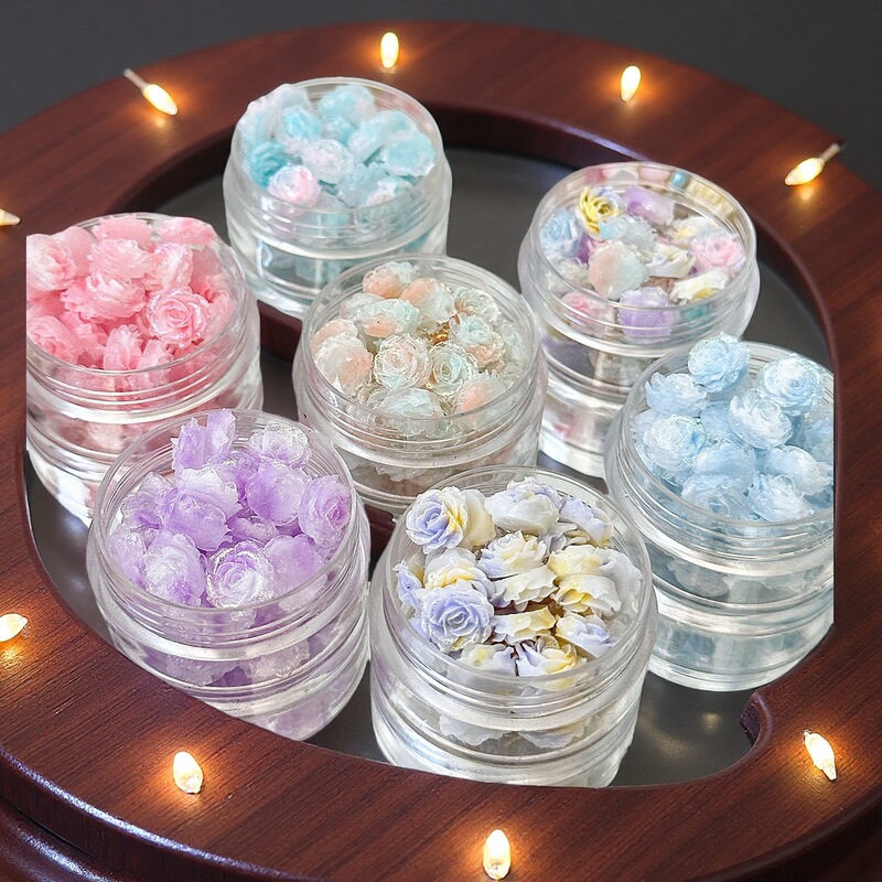 New Smudged Soft Rubber Flower Rose Camellia DIY Bracelet Loose Bead Necklace Mobile Phone Chain Nail Art Jewelry Accessories