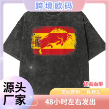 2024欧美大牌同款高街vibe废土风水洗潮牌痞帅跨境短袖t恤男