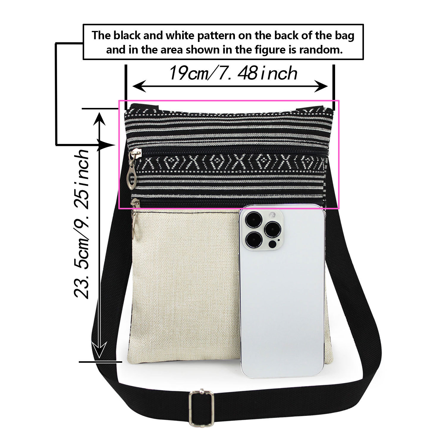 Women's Canvas Human Flower Streetwear Square Zipper Messenger Bag display picture 3