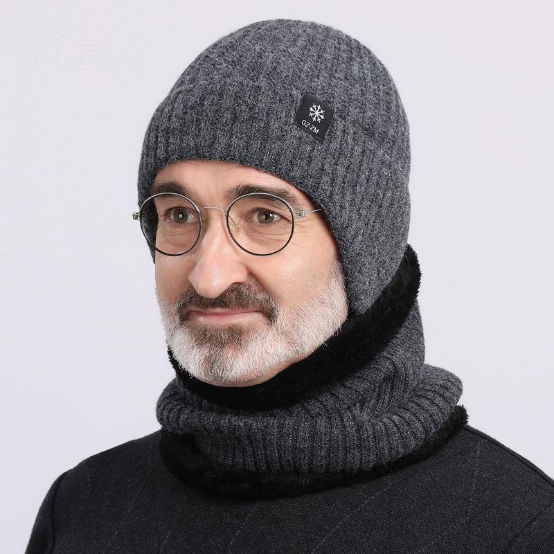 冬季保暖护耳中老年人帽子男士老人爸爸爷爷加厚针织毛线帽男冬天|undefined