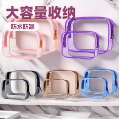 透明化粧品バッグ大容量ポータブル PVC 防水ウォッシュバッグ旅行収納袋多機能 2 個セット