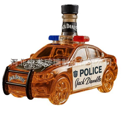 Police car-shaped glass wine bottle independent stand hot-selling product whisky bottle barware factory direct delivery