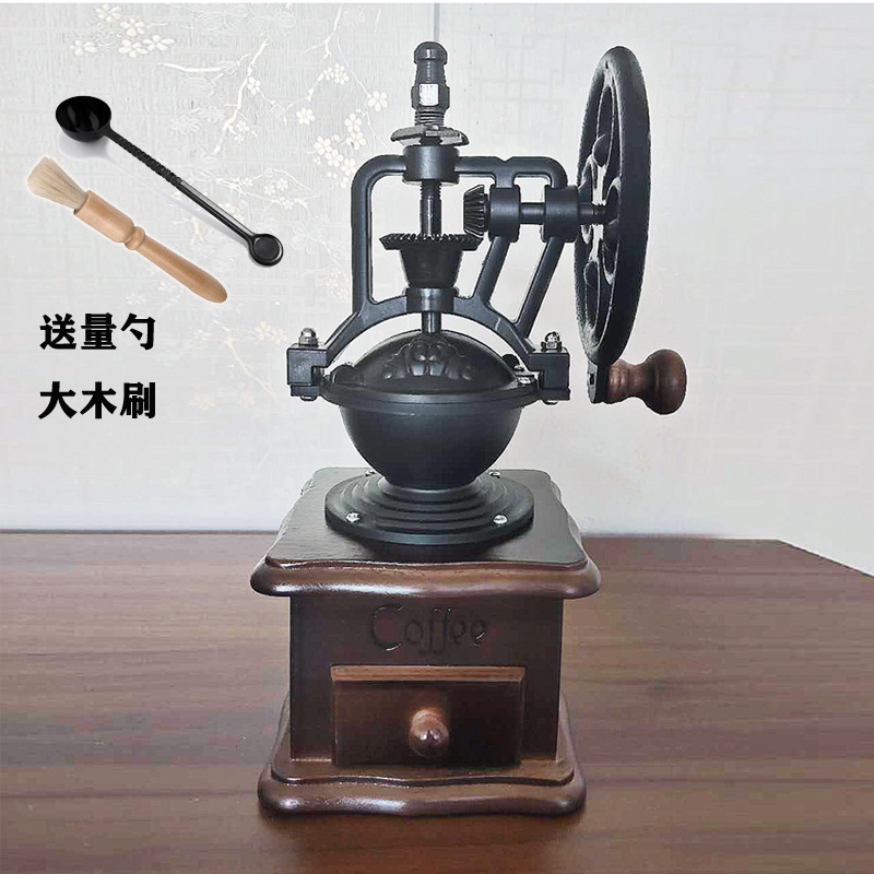 Retro large Wheel Ferris wheel bean grinder hand grinder hand punch coffee machine Grinder coffee bean flour Retro large Wheel Ferris wheel bean grinder hand grinder hand punch coffee machine Grinder coffee bean flour