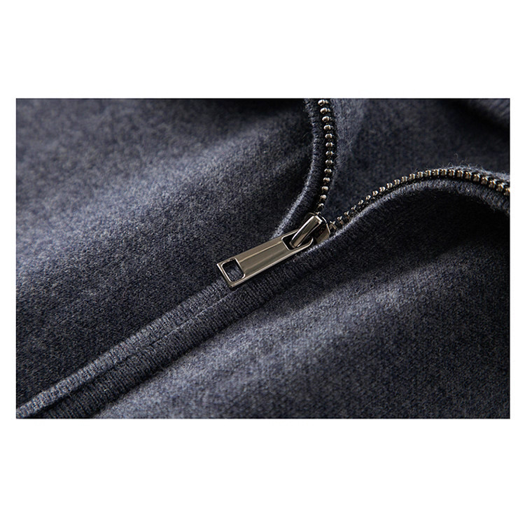 Suéter de lana de hombre cardigan de punto otoño invierno grueso chaqueta de lana pura de mediana edad papá cremallera cuello vertical suéter