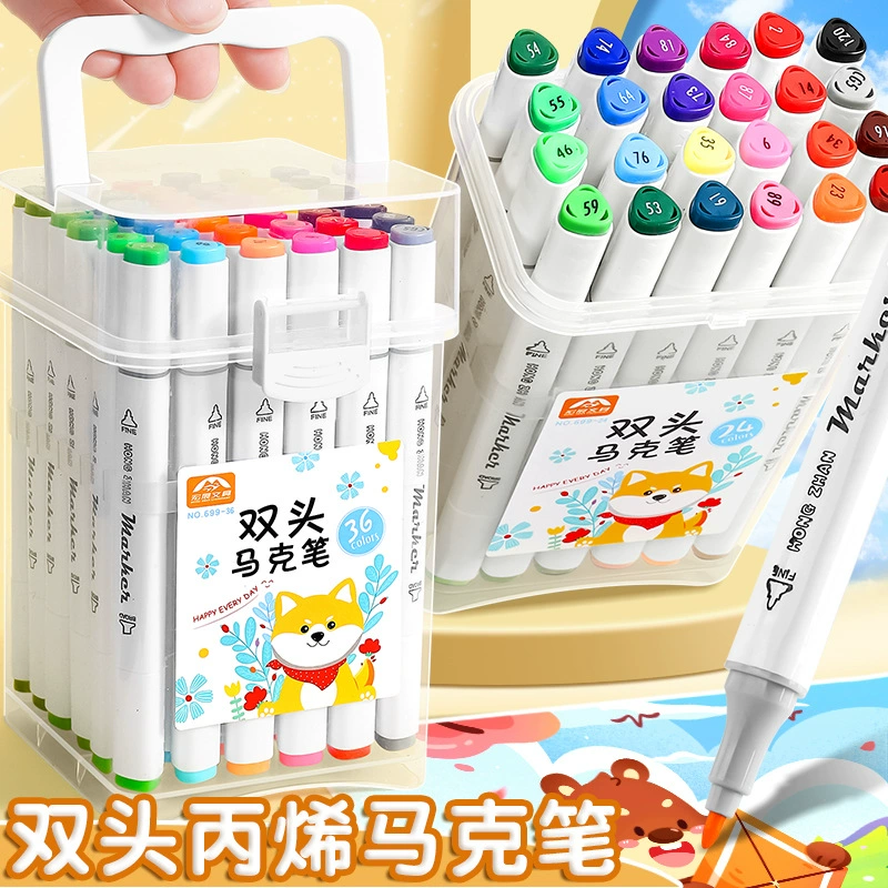 Двусторонние маркеры, разноцветные акварельные ручки для студентов, смываемые, для рисования, 24 цвета для творчества, граффити, 48 цветов.