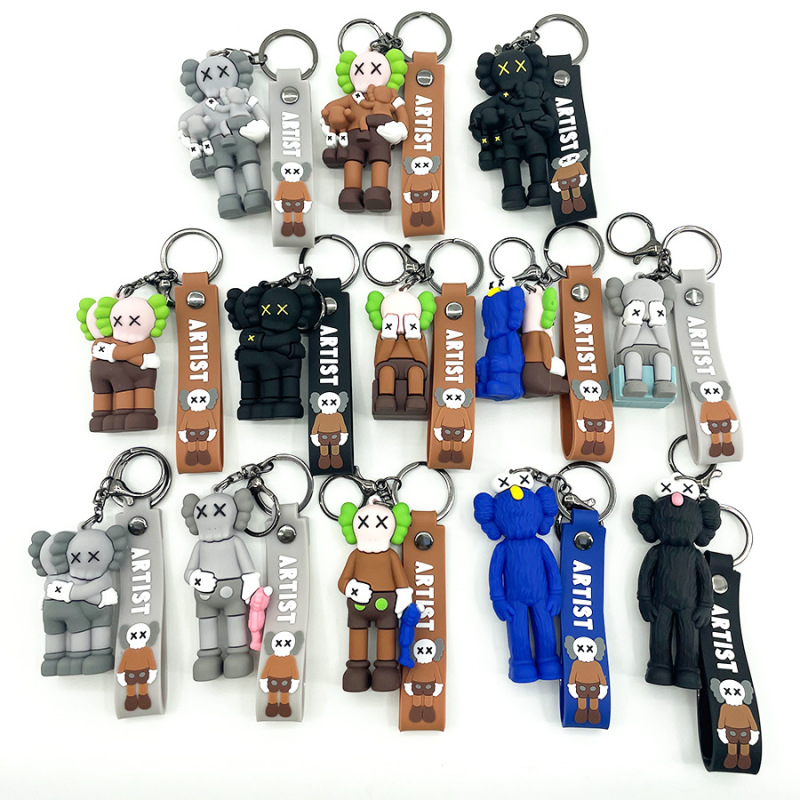 New Style Personalized Trendy Brand Couple Sesame Street Key Ring kaws Oversized Keychain Hug doll bag pendant