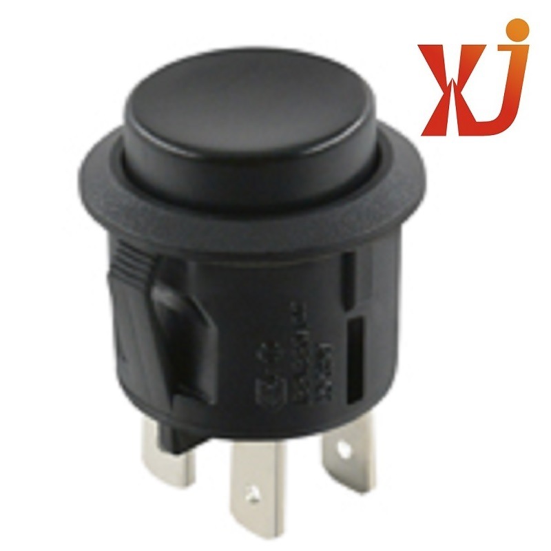 大电流按钮开关16A125V 圆头按键开关带锁  圆形轻触按钮开关黑色