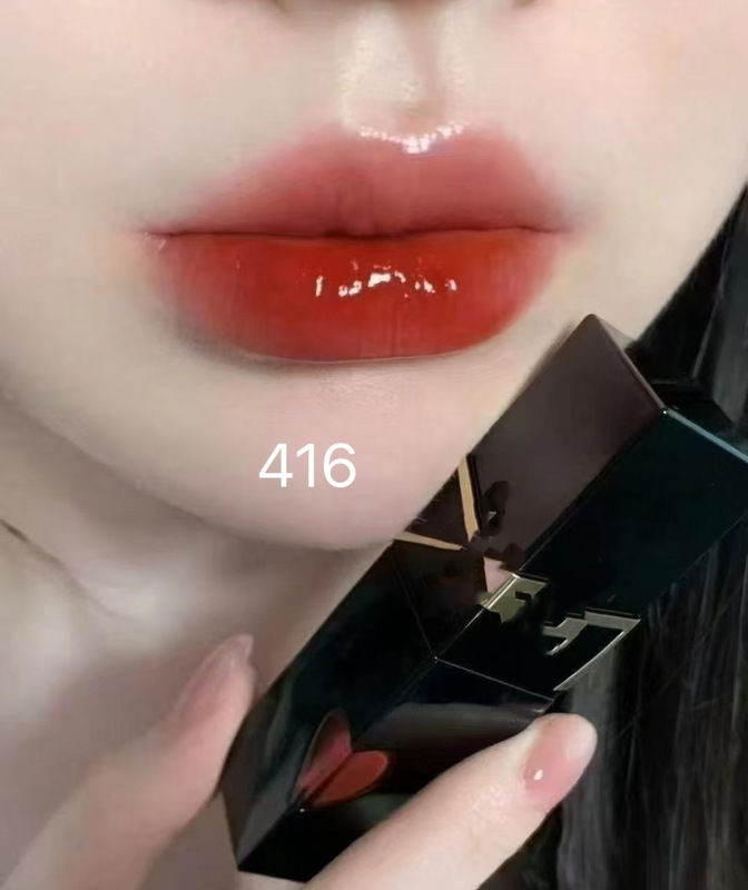 跨境专供Y家黑管爱心唇釉416#棕调番茄440#方管漆光唇釉一件代发|undefined