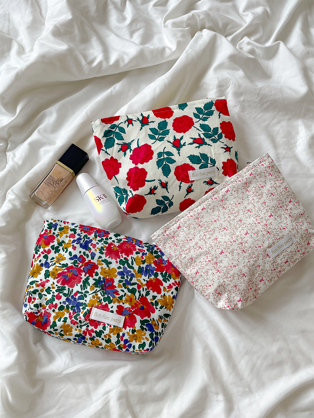 Casual, Daily Occasion Classic Style Ditsy Floral Cloth Square Makeup Bags