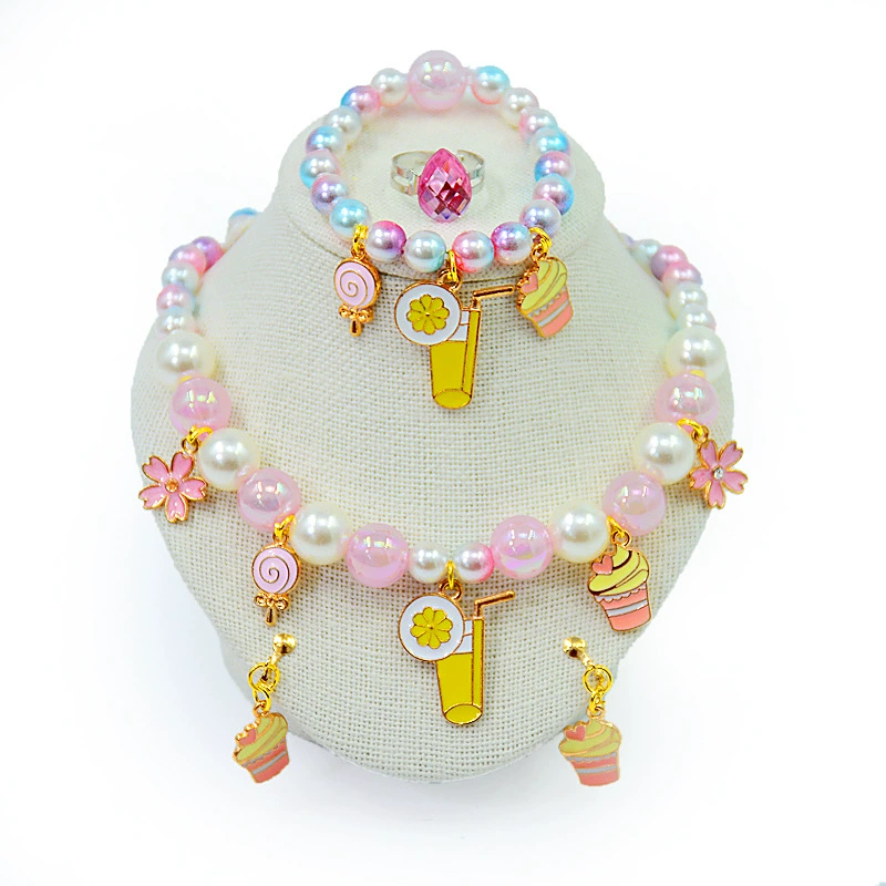 Children's necklace and bracelet, ear clips, hairgrip for princess, earrings, cartoon ring, hair accessory