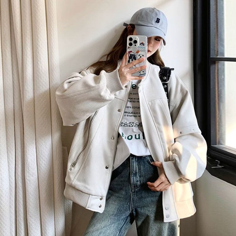 美式复古棒球服外套女春秋季2025新款重工金属休闲时尚夹克上衣女|undefined