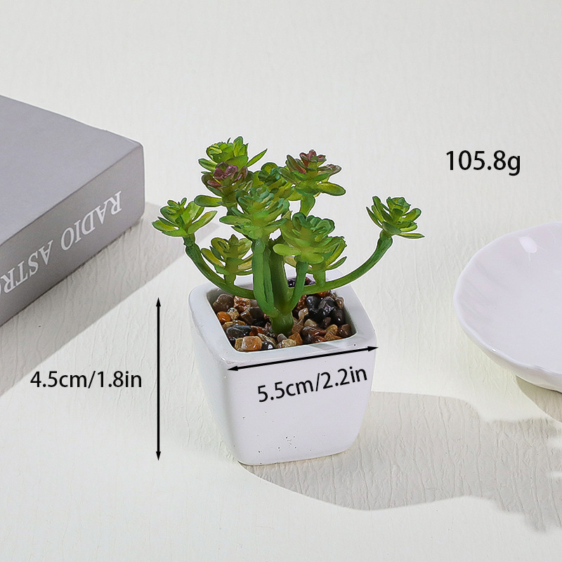 Simulación transfronteriza de porcelana floc de macetas pequeñas macetas verdes de mesa decoración ornamentos artesanías bonsai spot directo