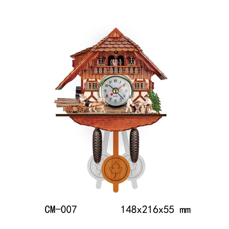 Reloj de pared nórdico retro de madera de tiempo reloj colgante de cuco reloj despertador reloj por hora estilo de sala de estar