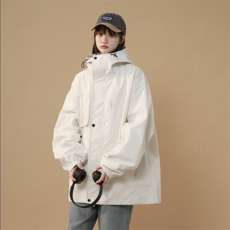 2024 spring new jacket men's loose plus size workwear hooded jacket casual fashion trendy men