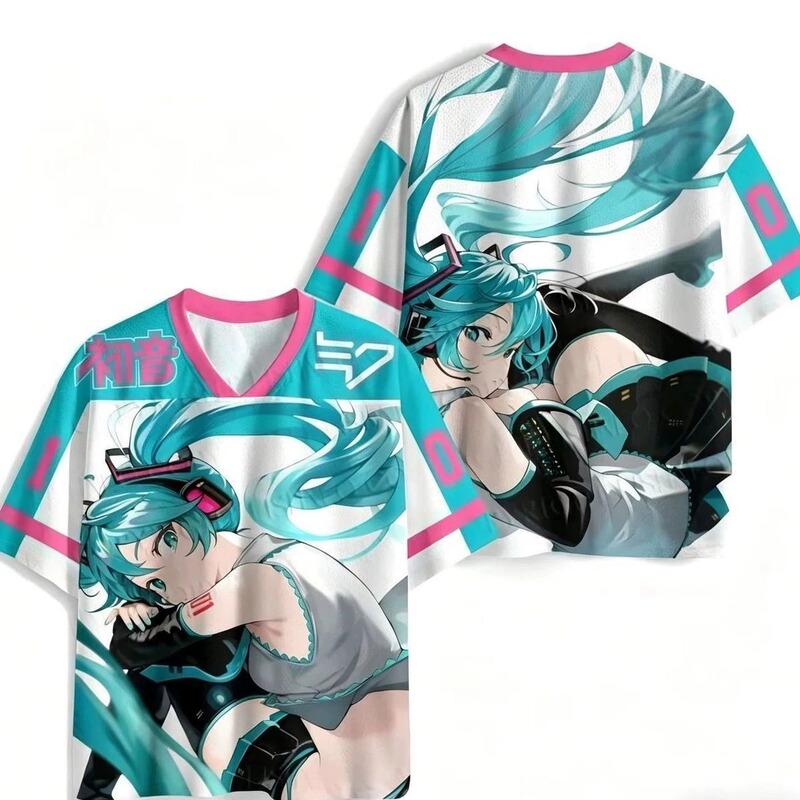 2026 Summer Hot Sale Fashion Virtual Idol Hatsune Miku Graphic Design T-Shirt Casual Hip-Hop Street Style V-Neck Model 2026 Summer Hot Sale Fashion Virtual Idol Hatsune Miku Graphic Design T-Shirt Casual Hip-Hop Street Style V-Neck Model