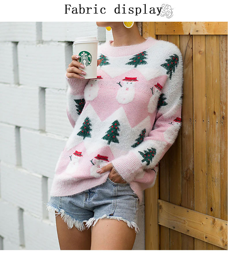385g Weight Long Sleeve Sleeve Length Pullovers Placket Type Regular Sleeve Sleeve Type Polyester, Polyacrylonitrile Fiber Fabric Type Regular Top Length Wholesale Women's Christmas Christmas Tree Snowman Long Sleeve Sweaters & Cardigans