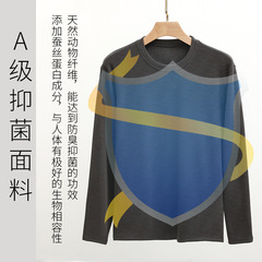 Round neck German velvet men's base layer, autumn and winter mid-high collar silk thermal underwear, thickened heating long-sleeved muscle base layer