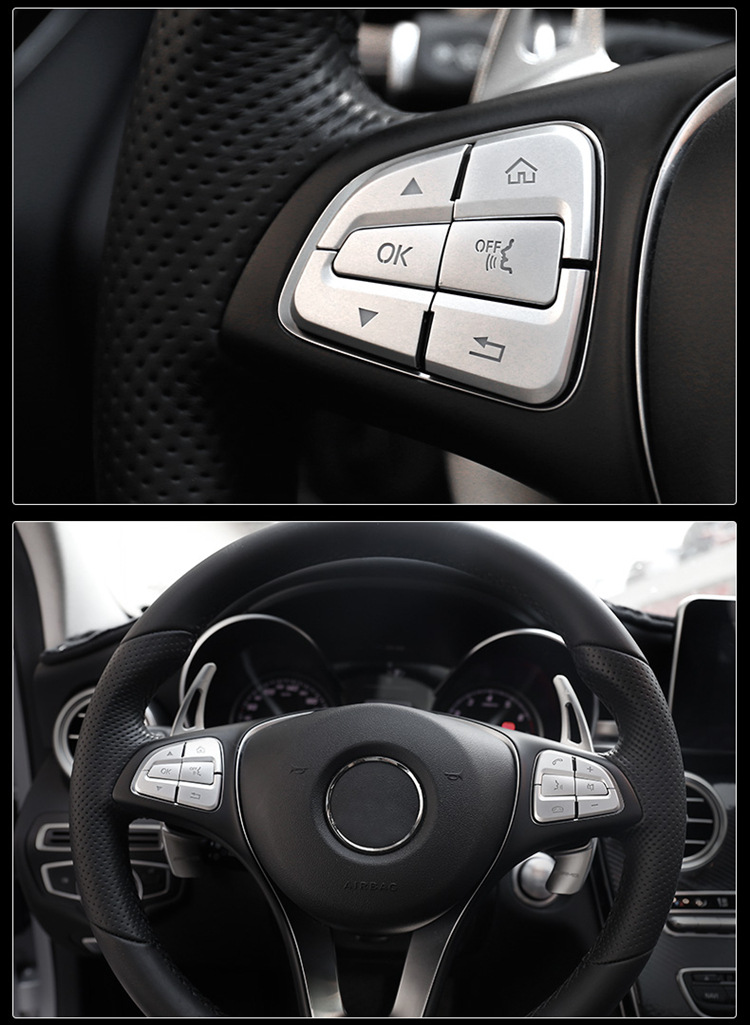 Suitable for Mercedes-Benz C- Class E-class interior GLA CLA GLE GLC260 C200L modified steering wheel button sticker