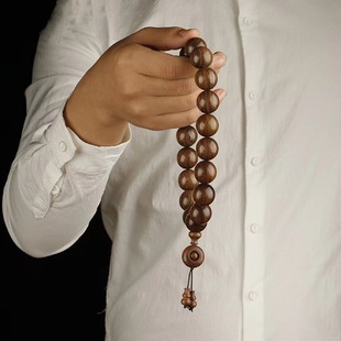 Golden Sandalwood Buddha Beads for Men 2.0 Golden Sandalwood Hand-Held Ebony Bracelet Wooden Small Leaf Red Sandalwood Incense Car Pendant