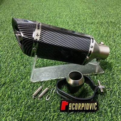 Exhaust Pipe Round Tail: Motorcycle exhaust pipe - 180-small-hexagonal-round-mouth-fully-imitation-carbon-fiber