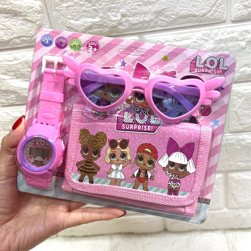 Children's watch + wallet + glasses set cartoon electronic watch coin purse gift for kindergarten and primary school students