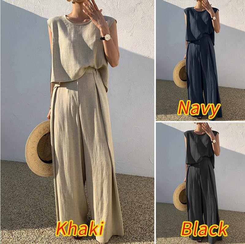 Women's Casual Solid Color Cotton And Linen Pants Sets display picture 1