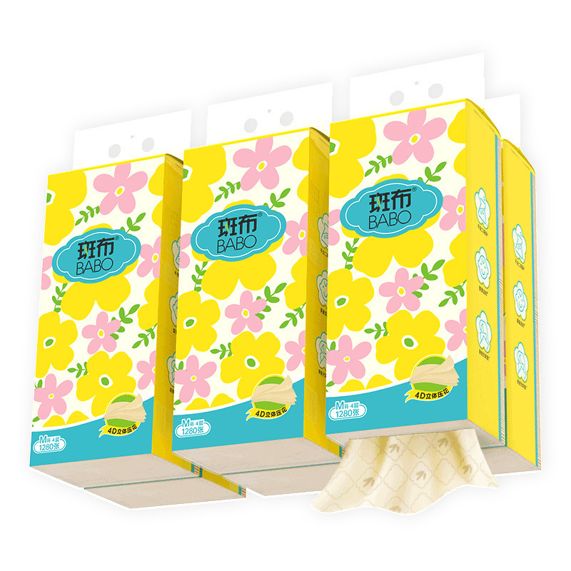 Banbu Dbxr320G6M Hanging Tissue Paper Household Paper Towels 320 Sheets Napkins Facial Tissues Bamboo Pulp Bottom-Pull Tissue Paper