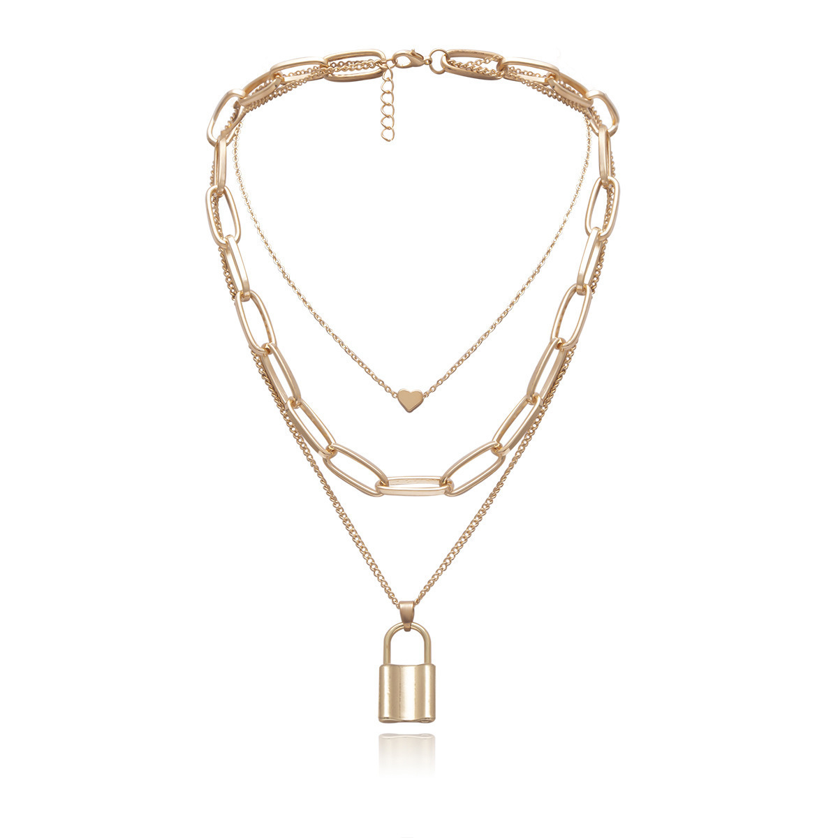 Créations de bijoux transfrontalières européennes et américaines, colliers imposants pour femmes, pendentifs en forme de cadenas à plusieurs rangs._voghion.com