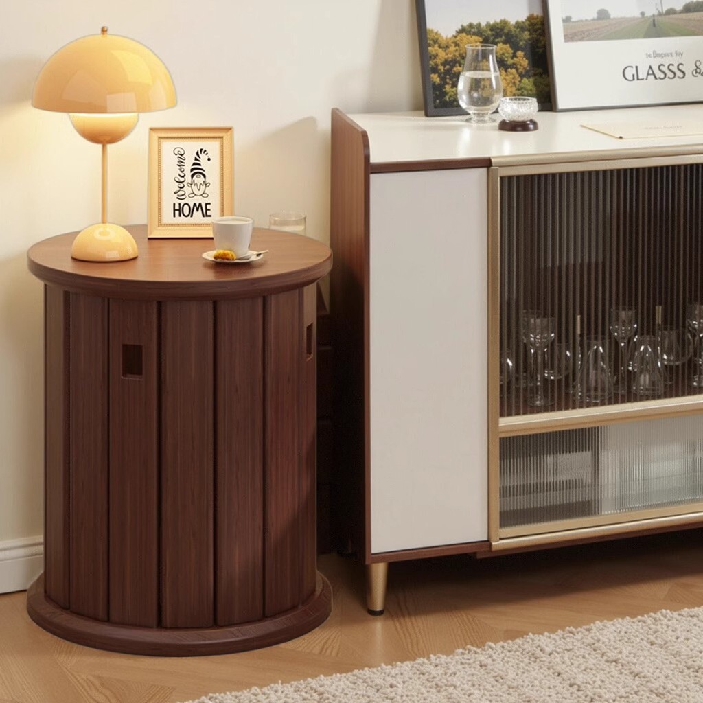 Taburete redondo creativo moderno y simple de alta calidad, poleas de madera maciza superpuestas para sillas de comedor de invitados, banco bajo