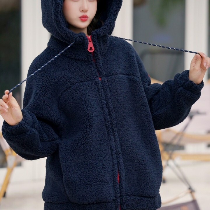 Extreme Cold Series Huge Three-Layer Composite Velvet Loose Hooded Real Windproof and Warm Polar Fleece Can Be Worn as Home Clothes