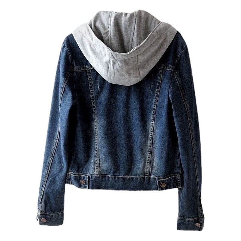 Модная женская джинсовая куртка-бомбер в японском и корейском стиле, укороченная, новая весенне-осенняя, с длинным рукавом, приталенная, с капюшоном, для студенток.