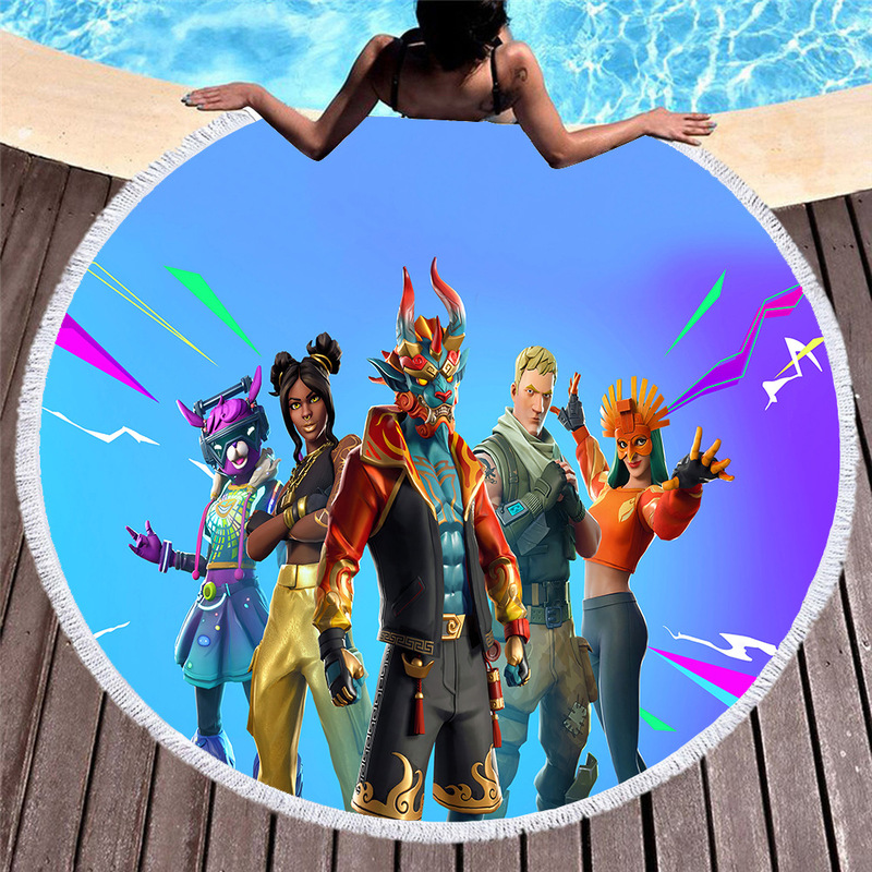 Cross Border Beach Towel Fortress Night 3D Digital Print Beach Towel Microfiber Round Tassel Beach Mat